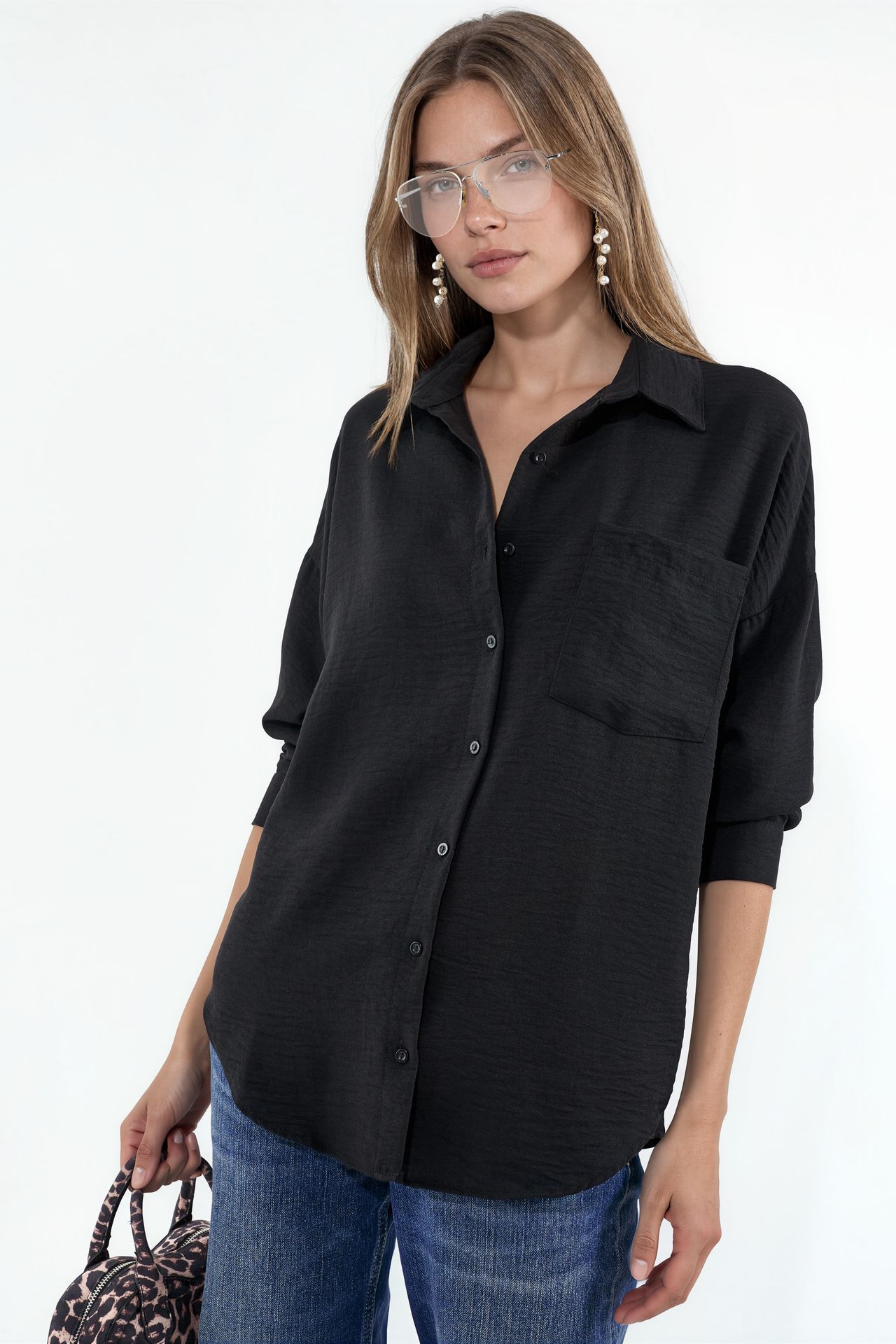 BDART Linen Blended Shirt with Button Closure 1