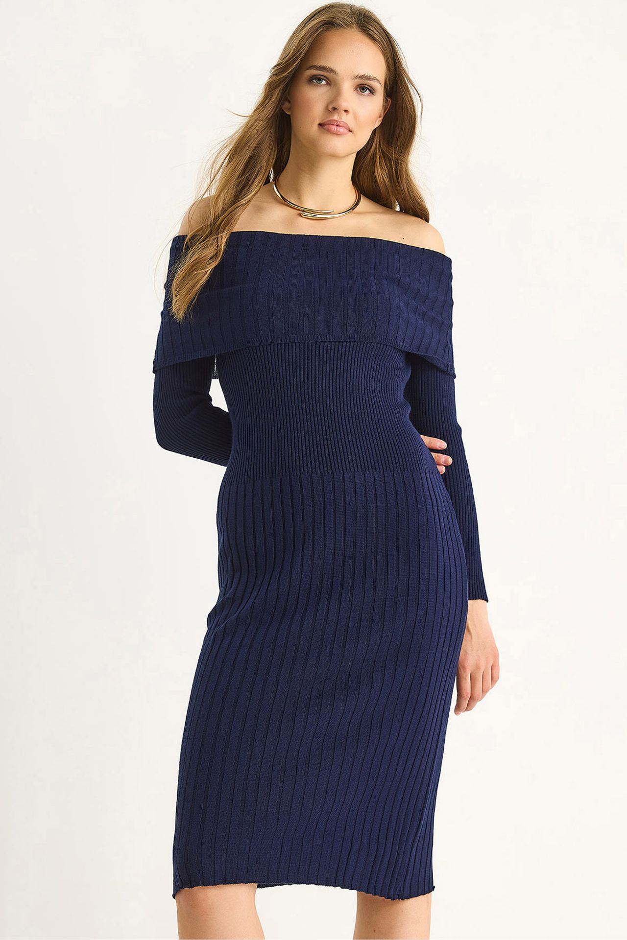 LUCCI Ribbed Midi Dress