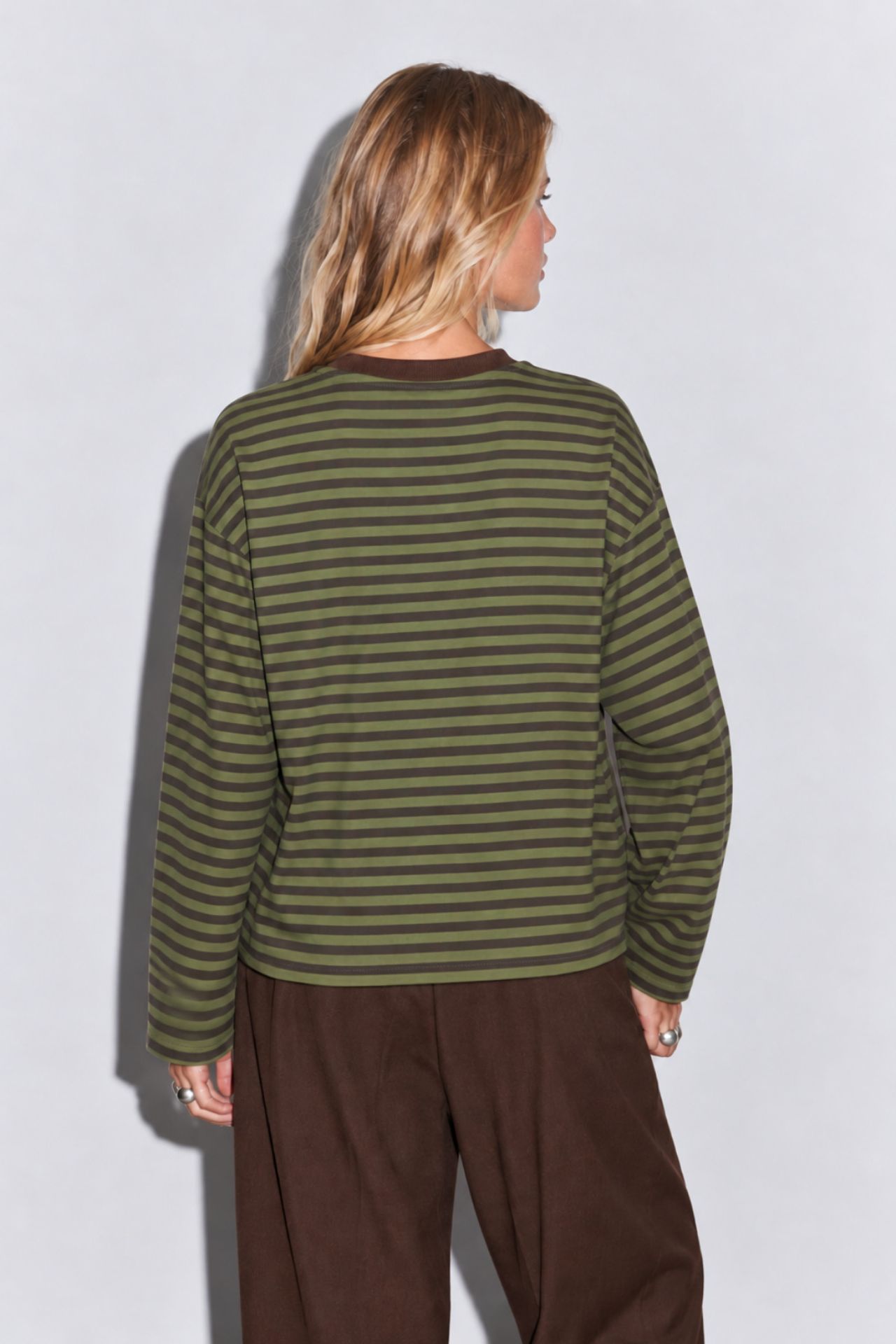 BIPANTOLON Kadın Oversize Çizgili Bisiklet Yaka Sweatshirt 3