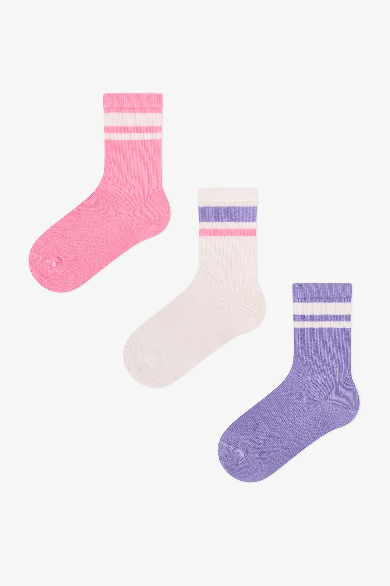PENTI Girls' Mist Striped 2-Pack Crew Socks 1