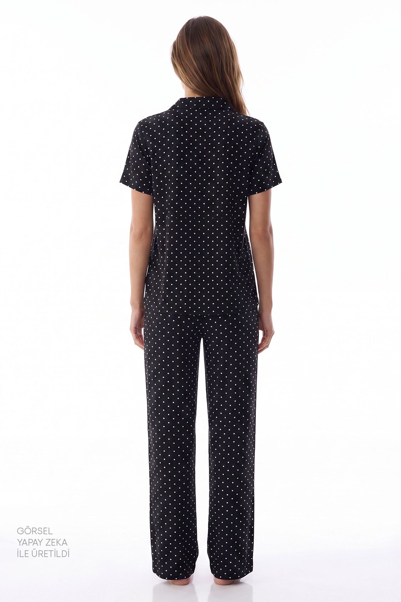 PENTI Polka Dot Short Sleeve Shirt Pants Pajama Set 4
