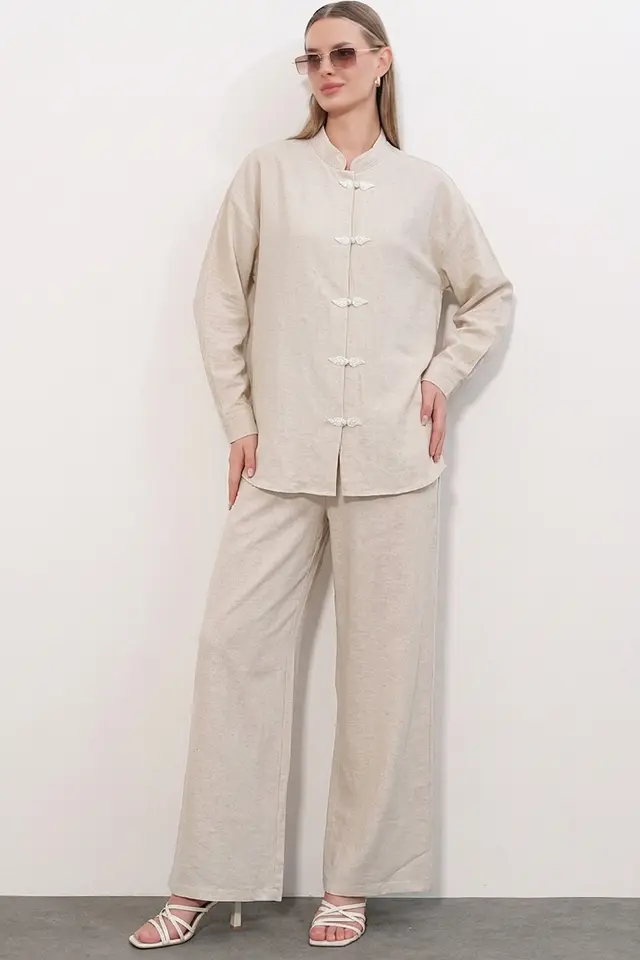 BDART 2-Piece Mandarin Collar Tunic Pants Set
