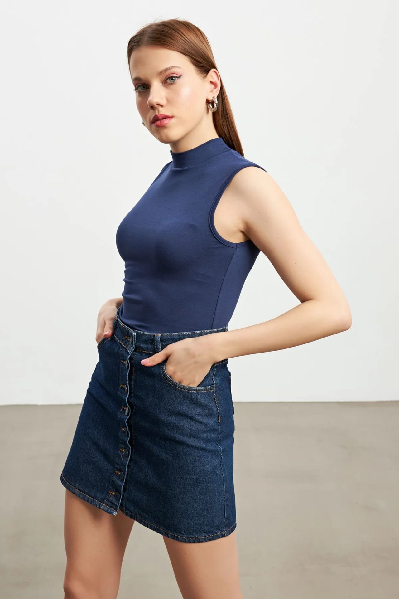 BIPANTOLON Kadın 2'li Kolsuz Yarım Balıkçı Yaka Body 5