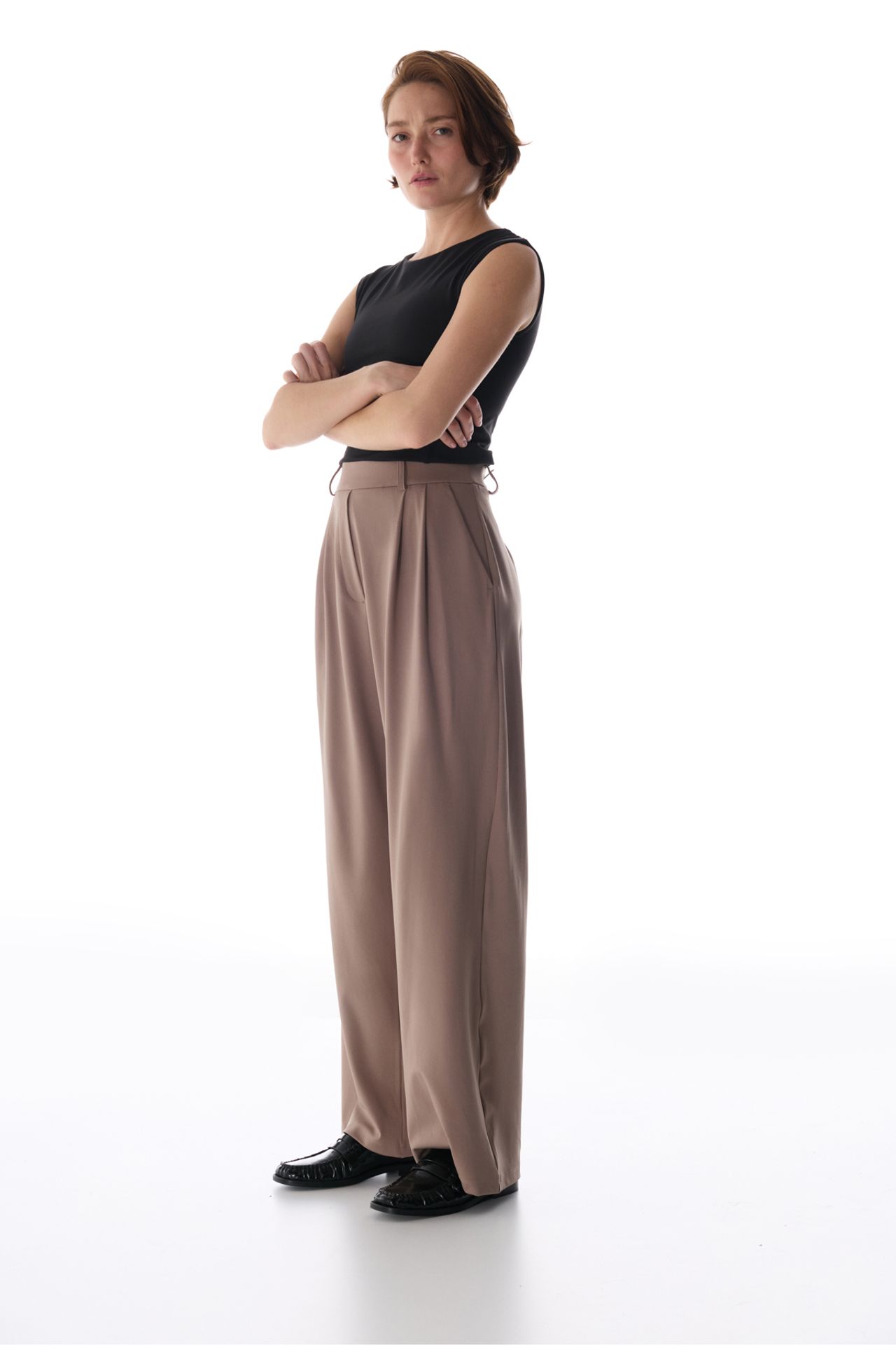 PENTI High Waist Pleated Casual Trousers 4