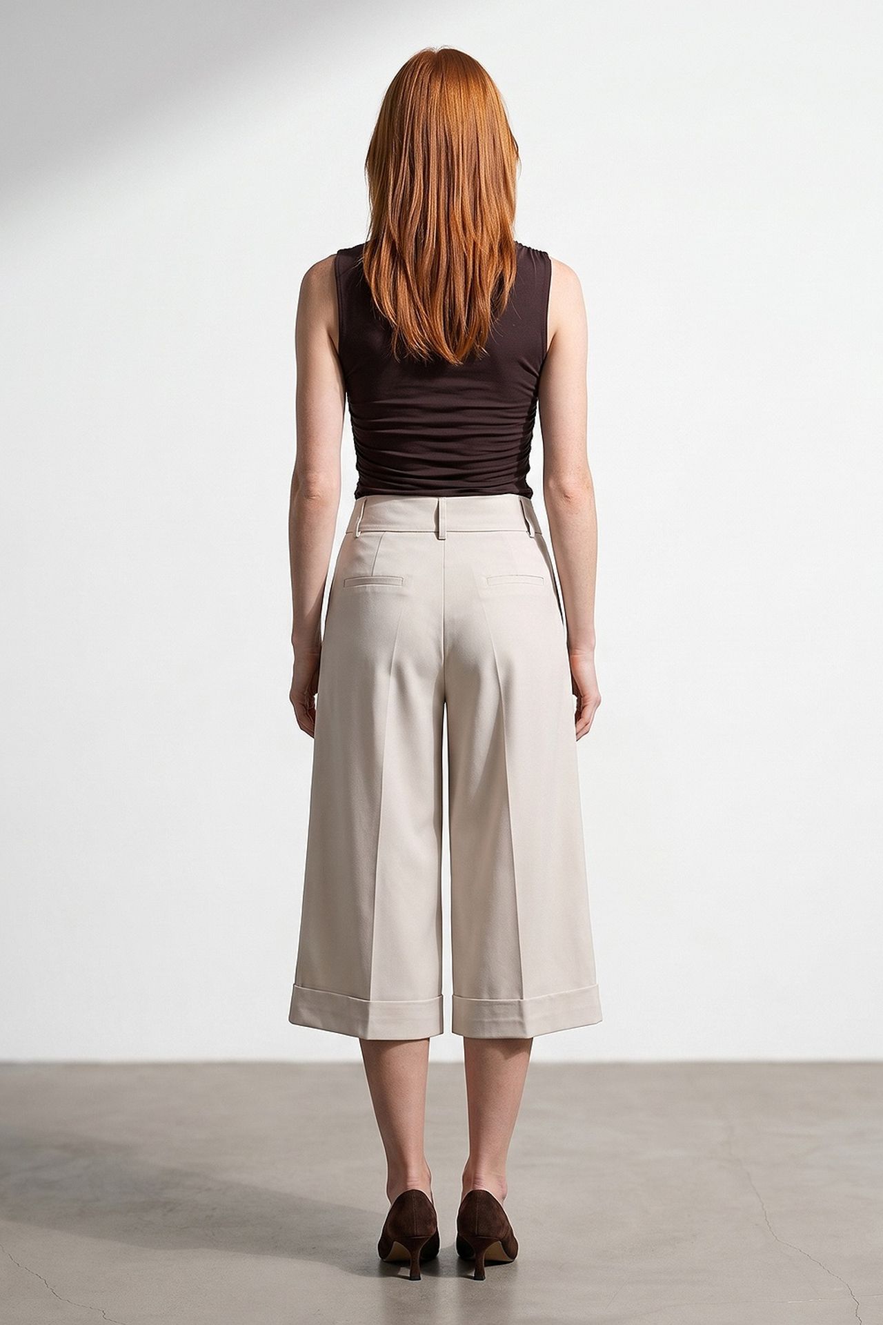 DILVIN High-Waist Wide-Leg Crepe Culottes 2