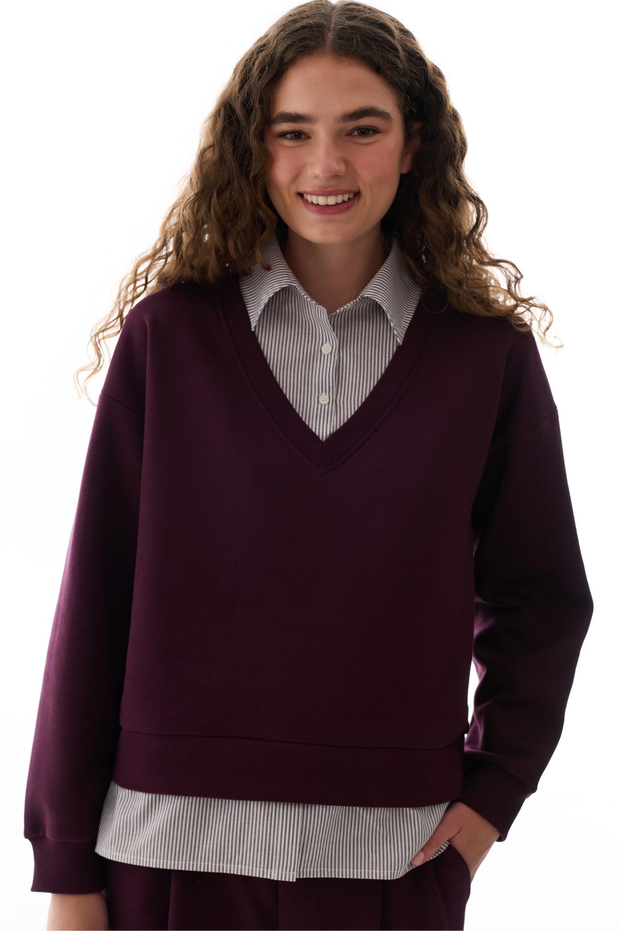 PENTI Shirt Layered Polo Collar Sweatshirt 2