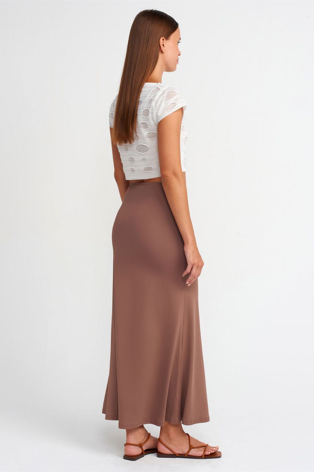 DILVIN High-Waist A-Line Maxi Skirt 2