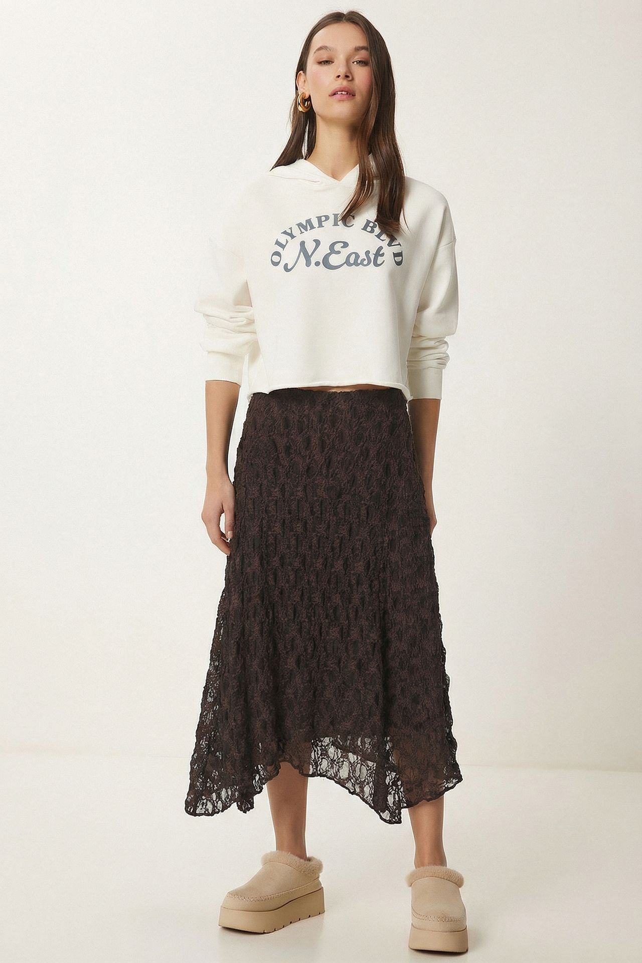 ISTANBUL High Waist Lace Midi Skirt 1