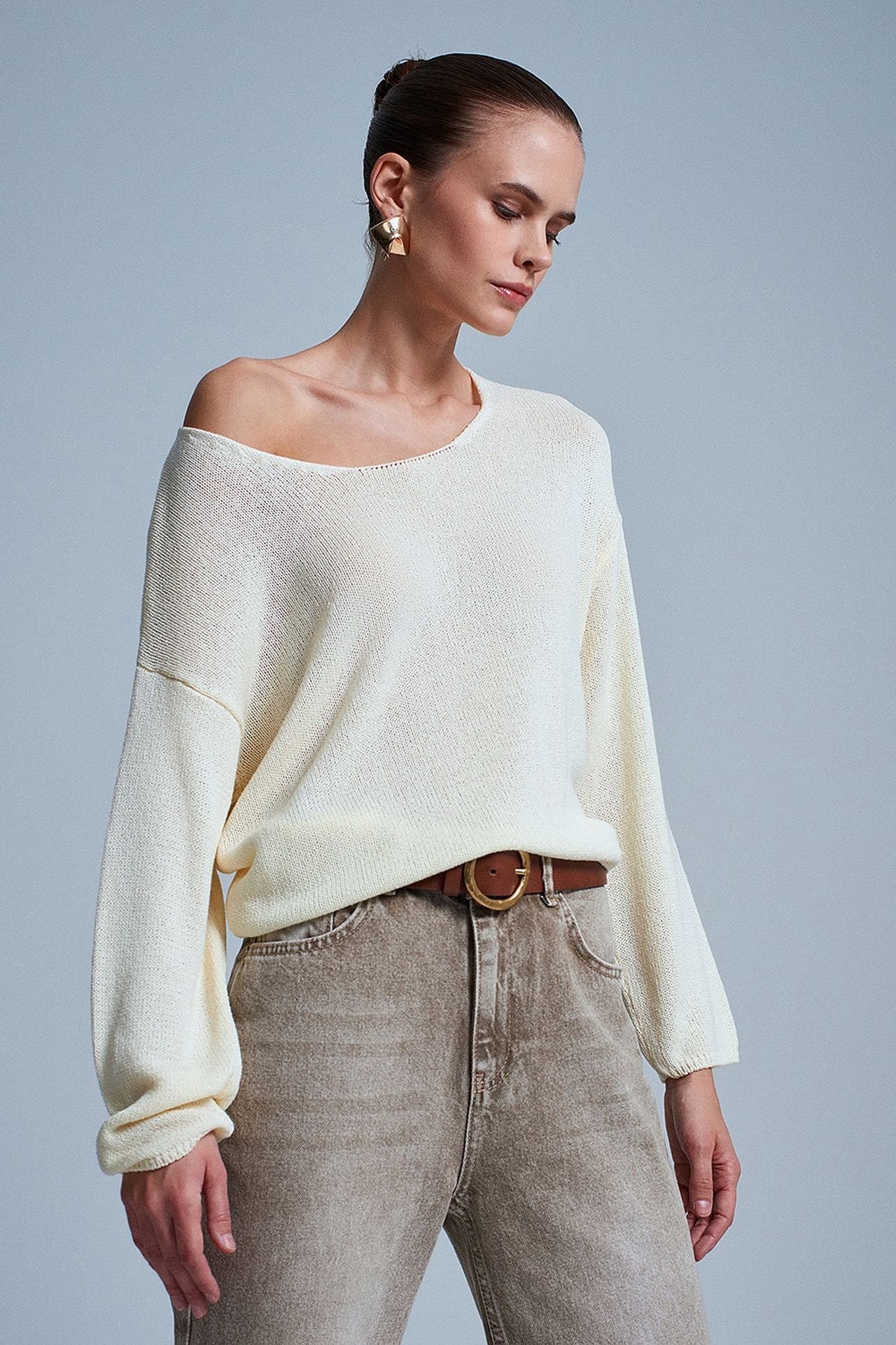 DILVIN Women's Ribbed Boat-Neck Knit Sweater 2