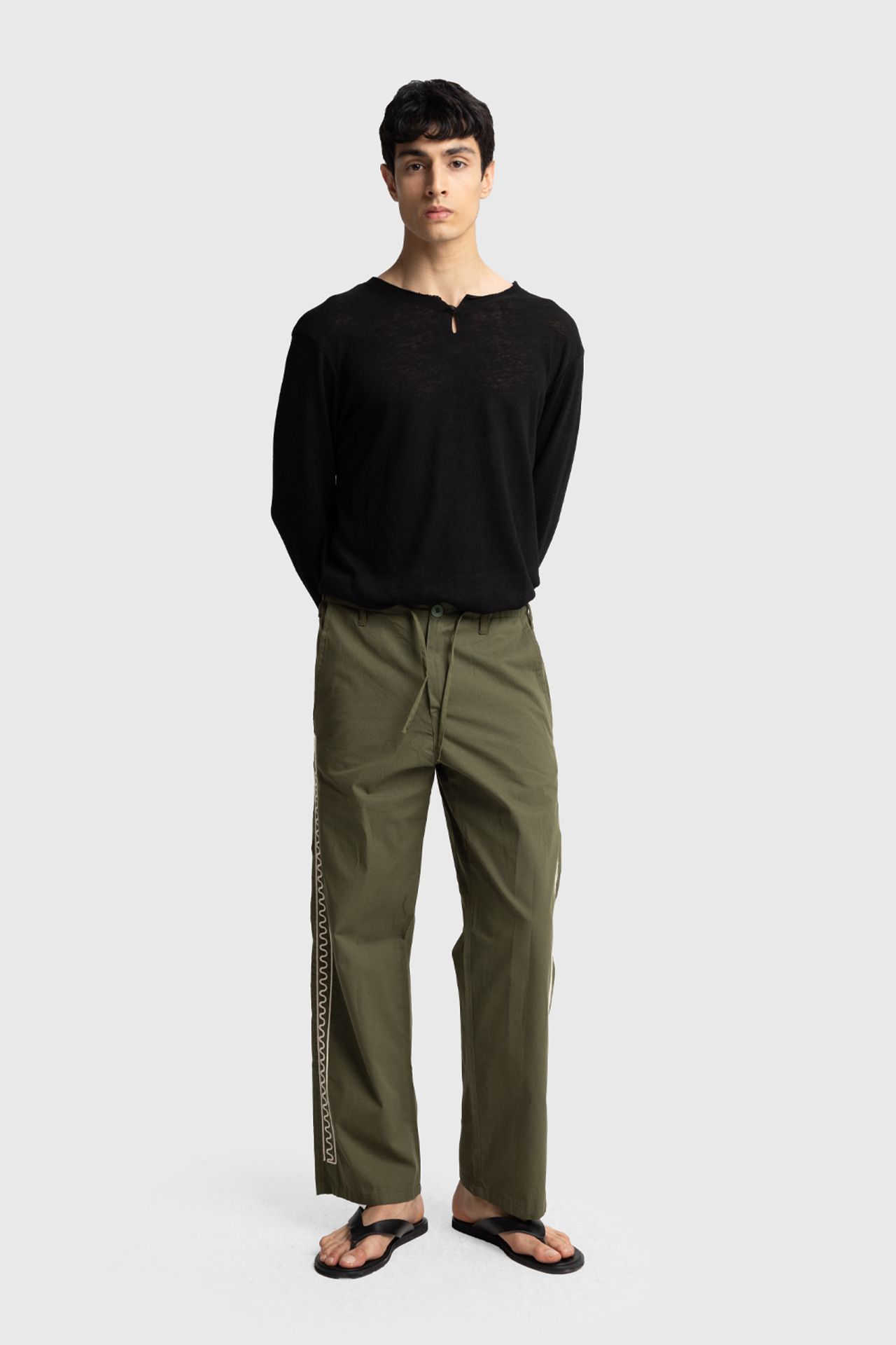 GIESTO Men's Cotton Poplin Straight-Leg Trousers 1