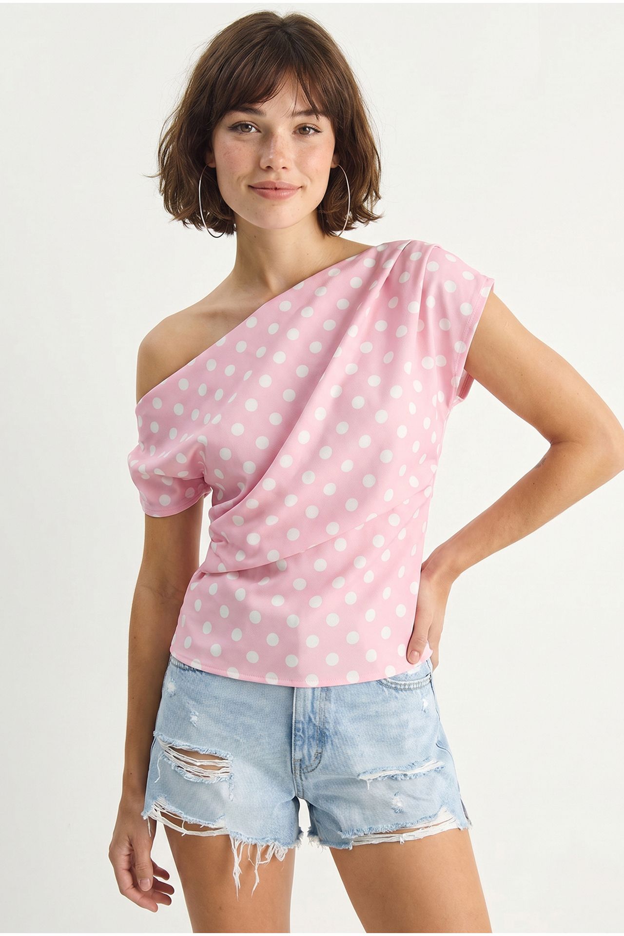 LUCCI Polka Dot Boat Neck Blouse 6