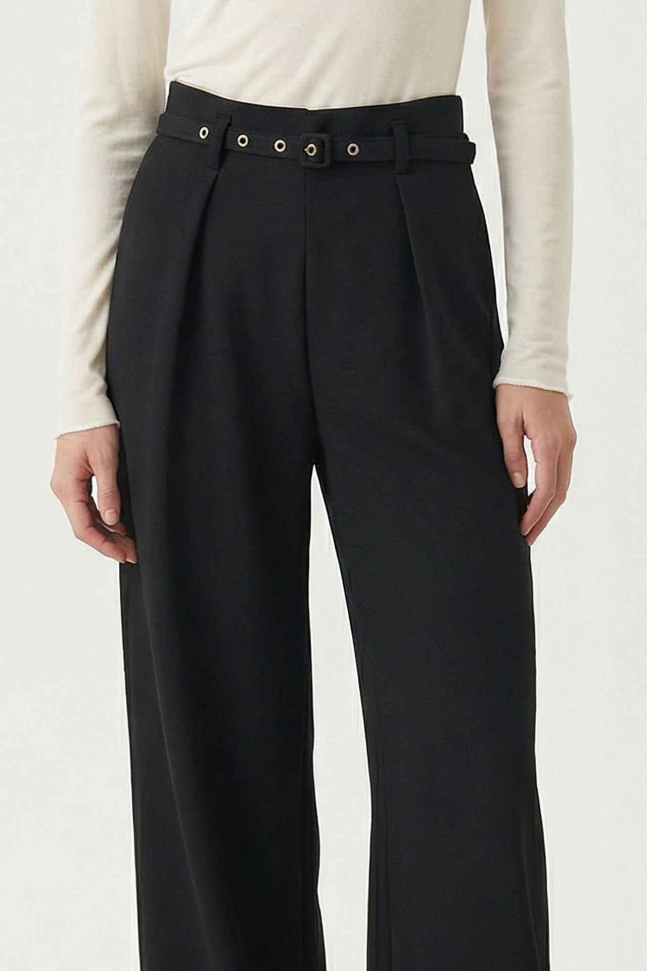 ISTANBUL Pleated Belted Wide Leg Trousers 4
