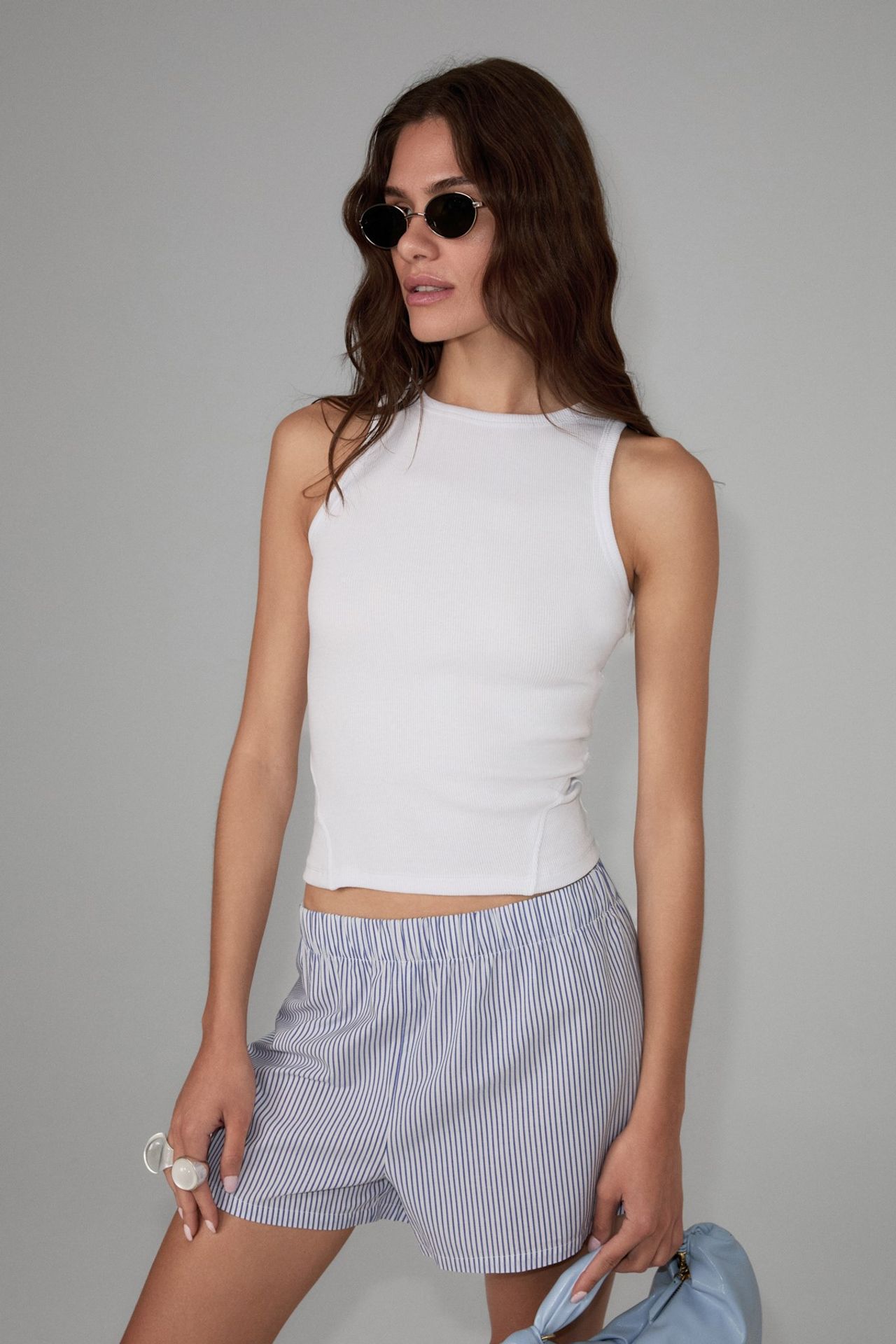 GRIMELANGE Ribbed Halterneck Crop Tank Top 3