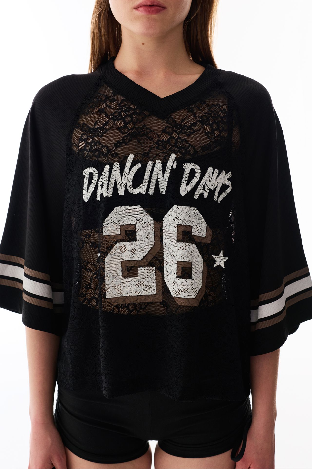 PENTI Lace Detail Crew Neck Bodysuit Top 6