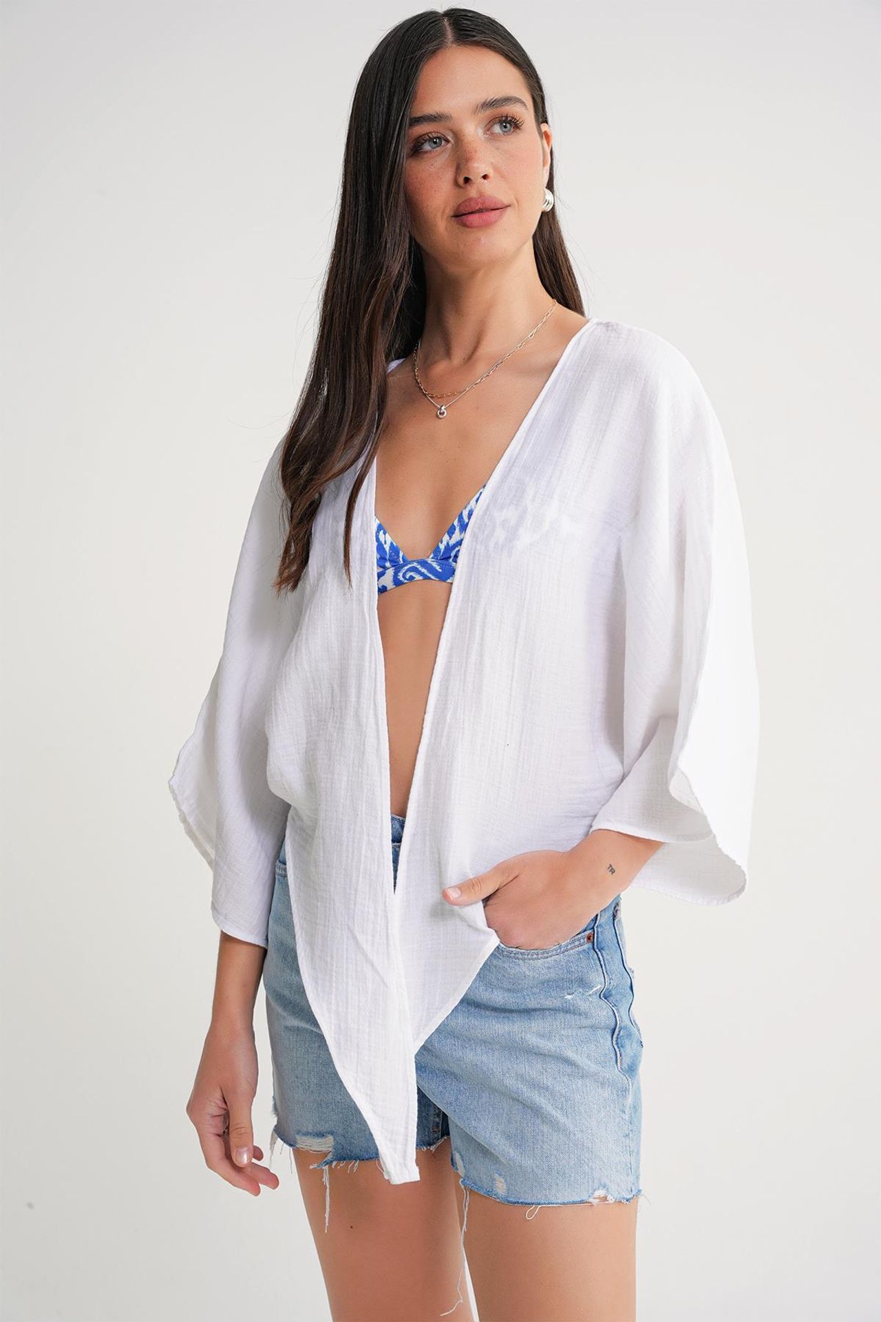 Mixray Textured V-Neck Bolero Blouse 4