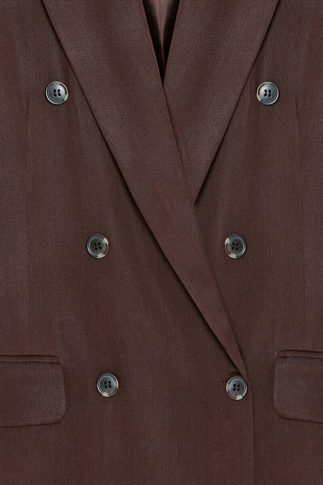 DILVIN Long Tencel Shawl-Collar Blazer