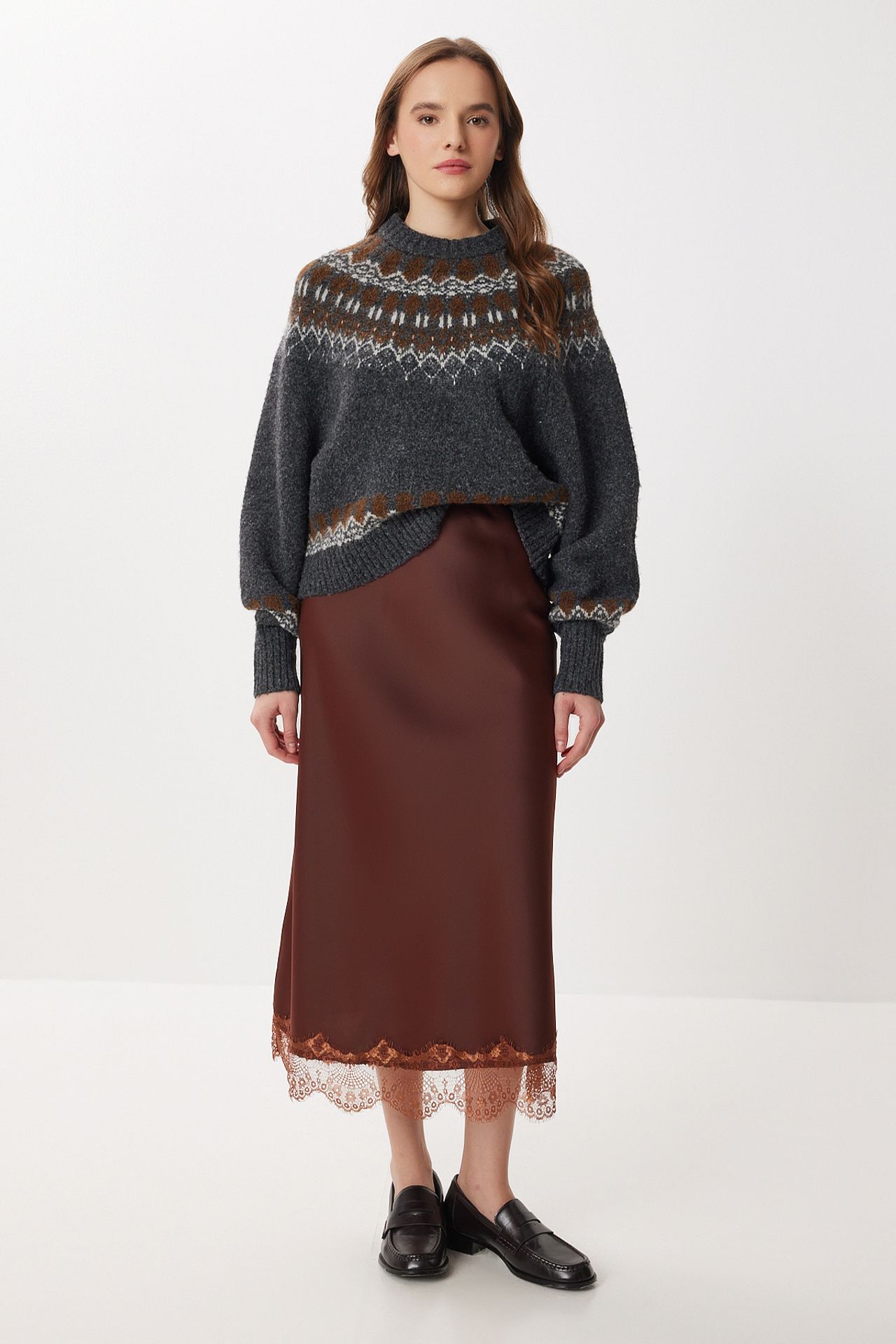 ISTANBUL Pull-On Satin Long Skirt