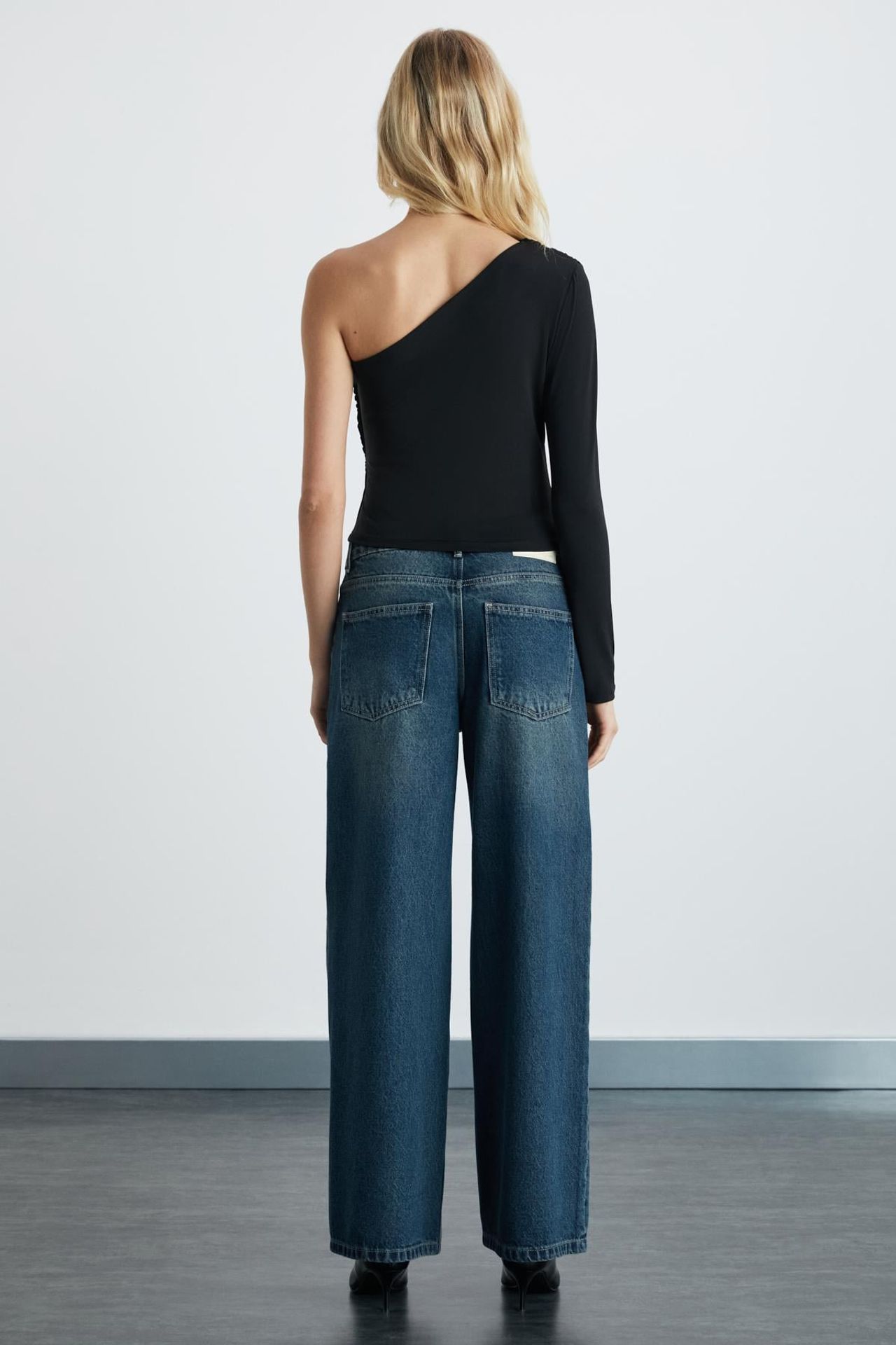 GRIMELANGE Off Shoulder Crop Drape Blouse 6