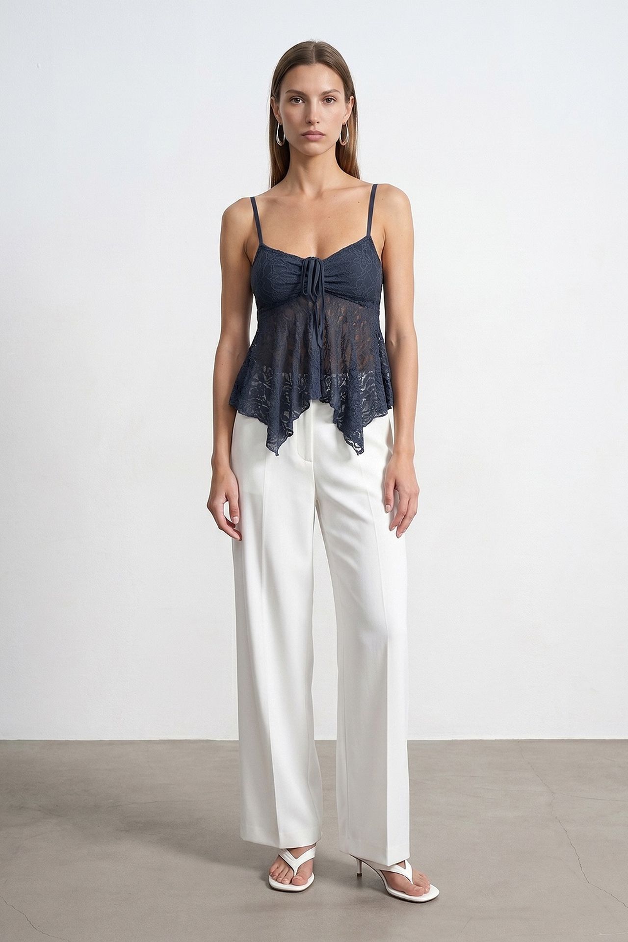 DILVIN Lace Tie-front Sleeveless Blouse 4