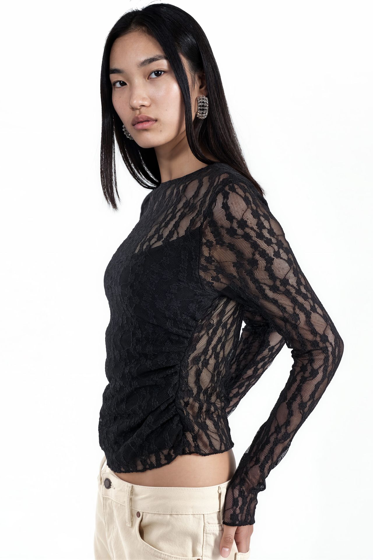 BUSEM Women's Slim Fit Lace Blouse 2