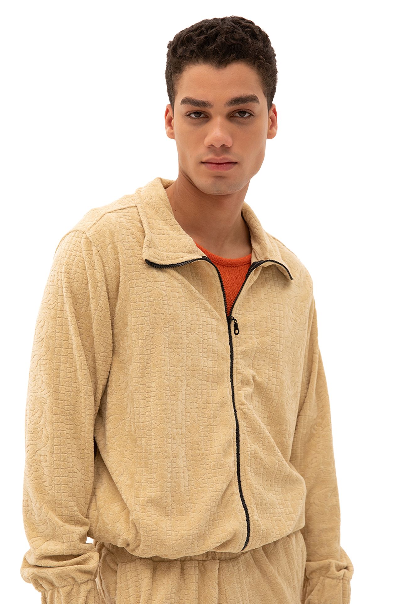 GIESTO Men's velvet zip-front sweatshirt 1