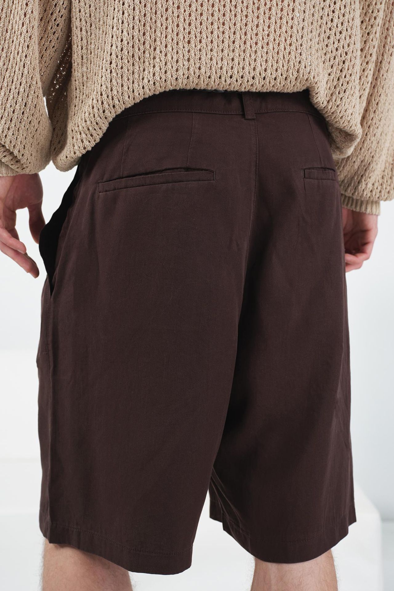 GIESTO Mid Waist Wide Leg Belted Tencel Shorts 5
