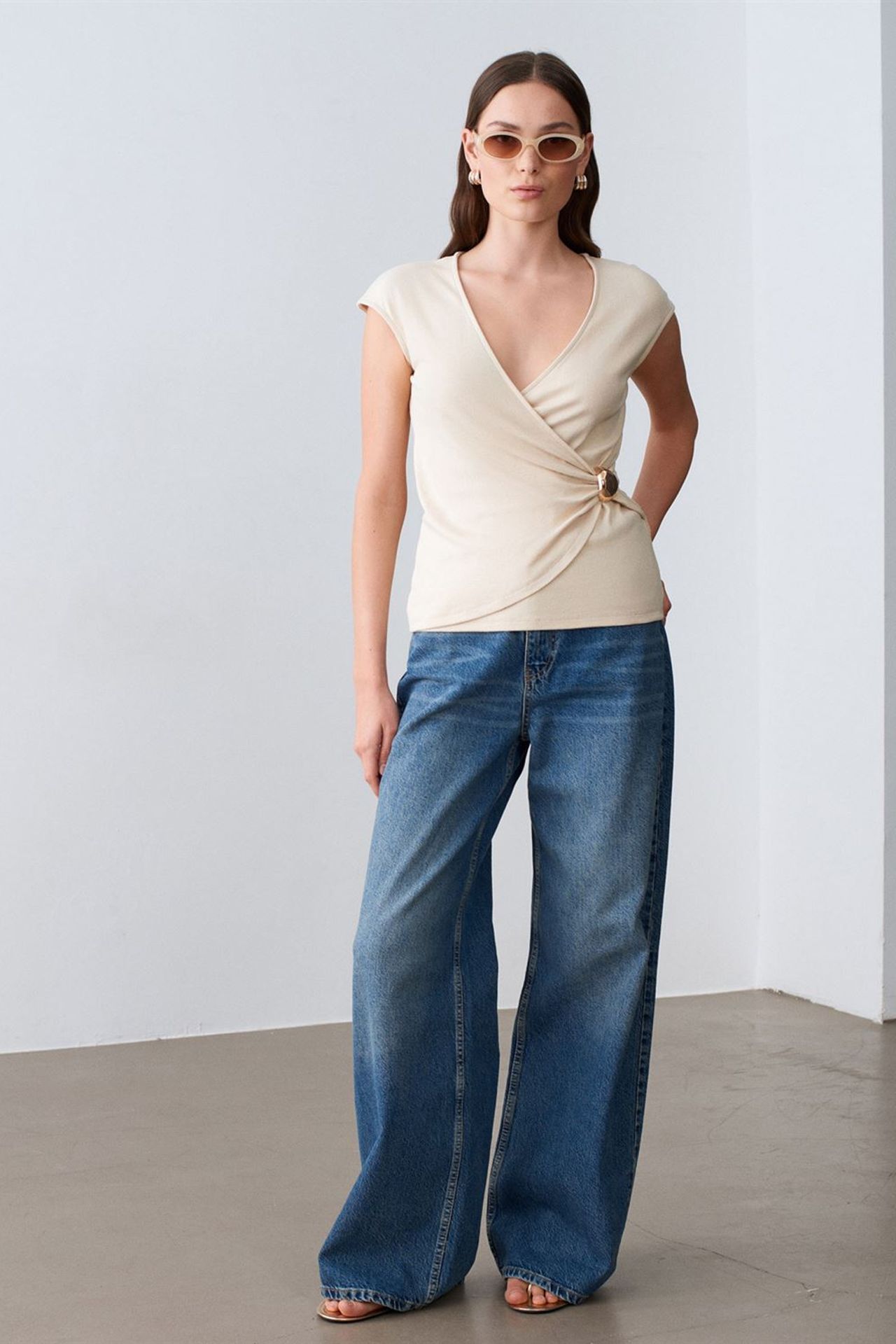 DILVIN Women’s Slim Fit Wrap Blouse 1