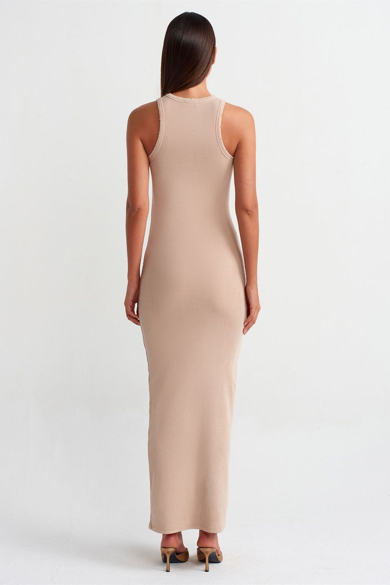DILVIN Fitilli Bodycon Maxi Elbise 2