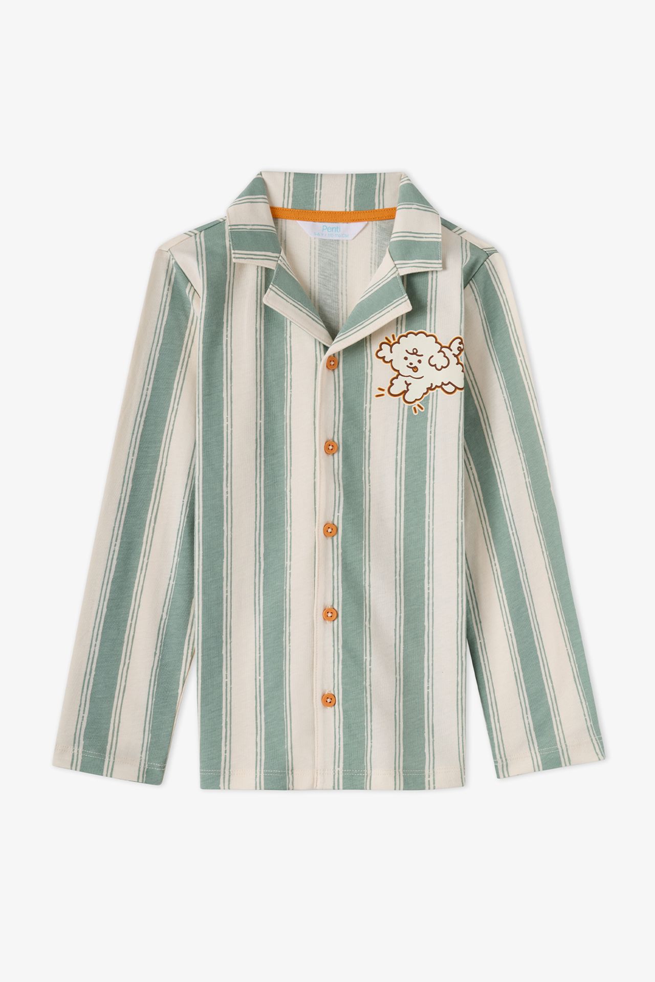 PENTI Boys' Cute Friend Striped Buttoned Long Sleeve Shirt Trousers Pajama Set 3
