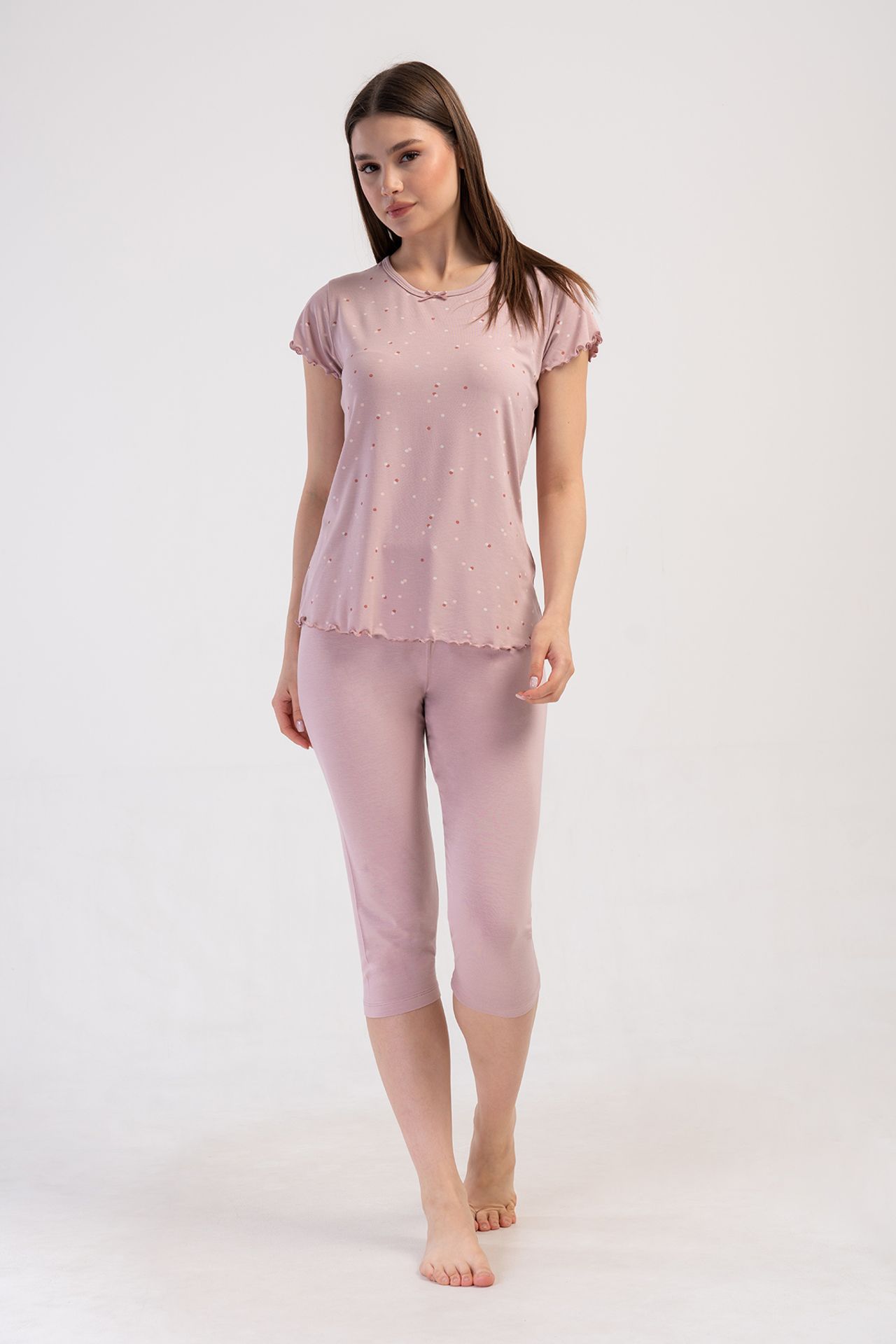 YAKE Kayık Yaka İki Parçalı Pijama Takımı 1