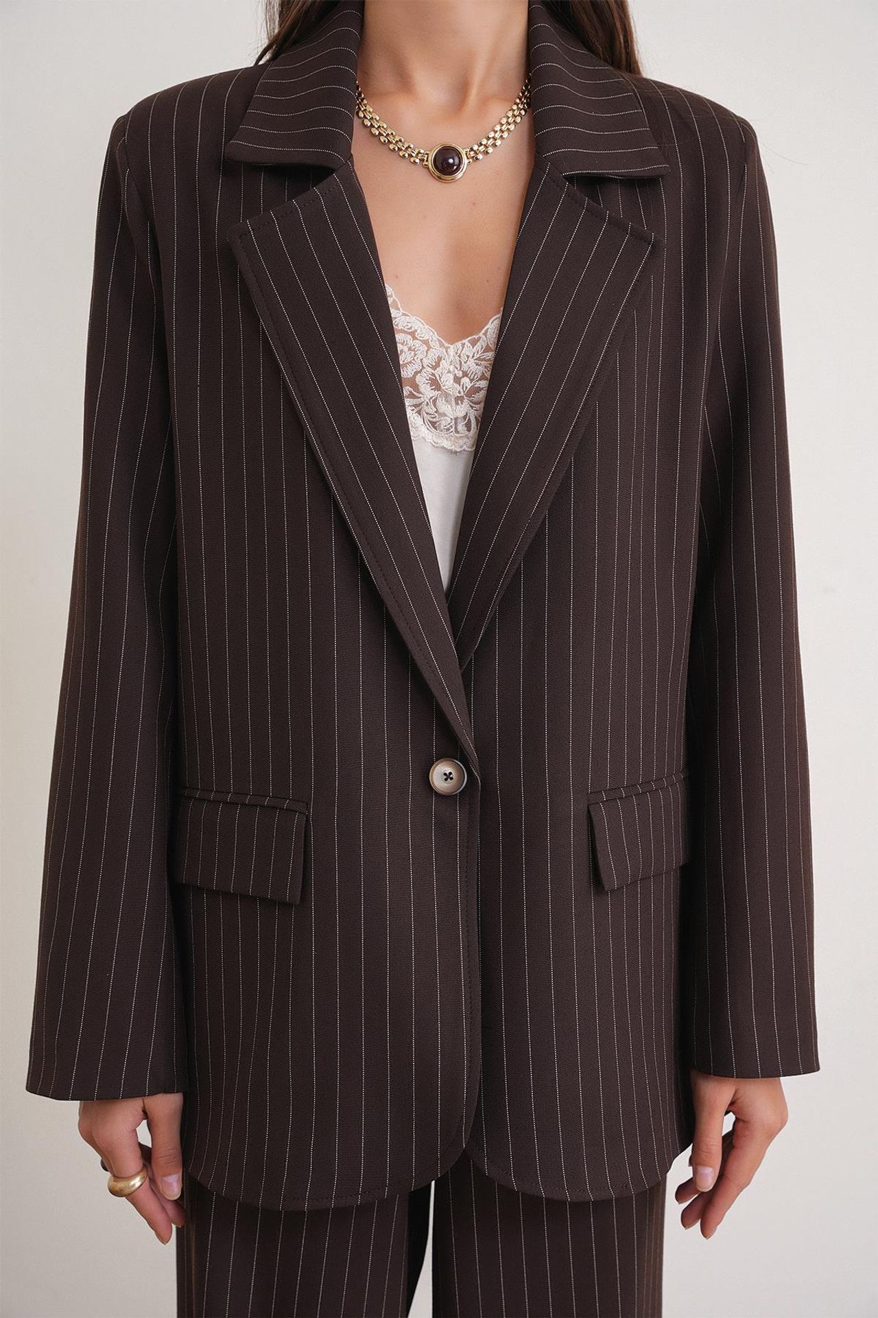 MIXRAY Striped Oversize Blazer 5