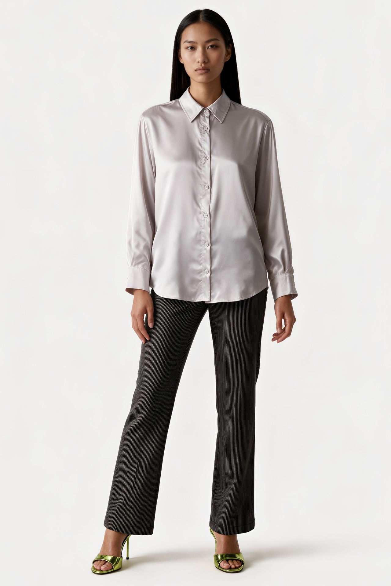 MSN Women's Solid Woven Shirt-Collar T-Shirt 4