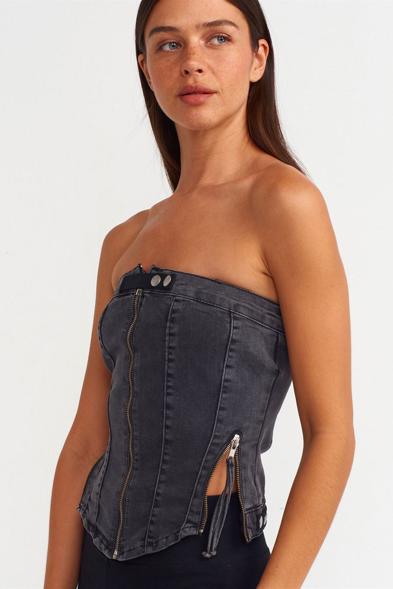 DILVIN Strapless Cropped Denim Top 4