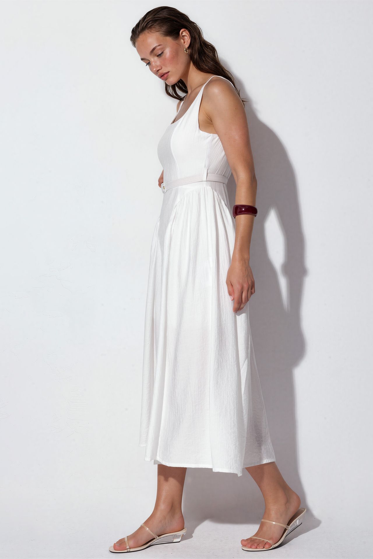 BUSEM Square Collar Belted Midi Dress 2