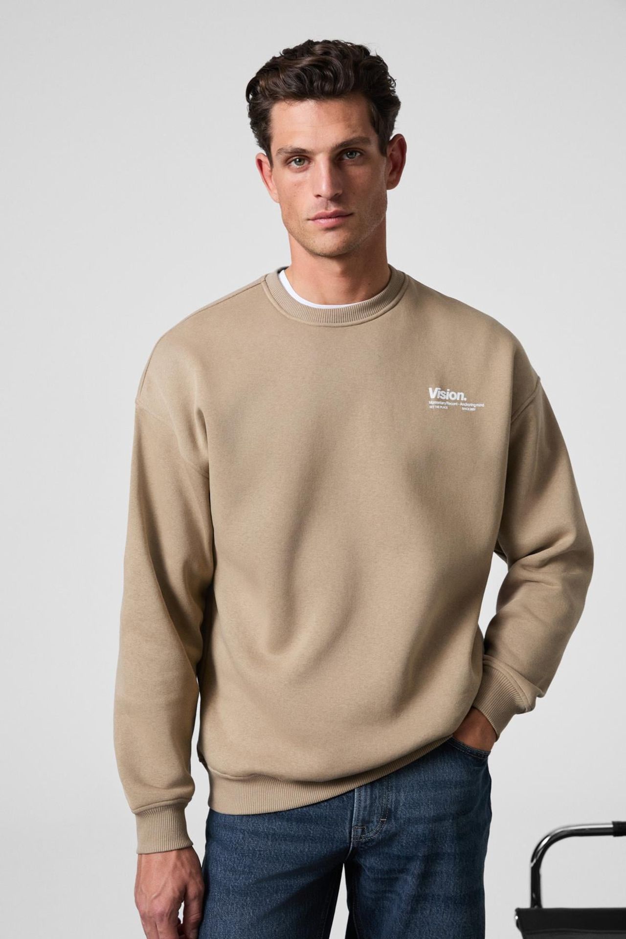 GRIMELANGE Baskılı Geniş Kalıp Bisiklet Yaka Sweatshirt 3