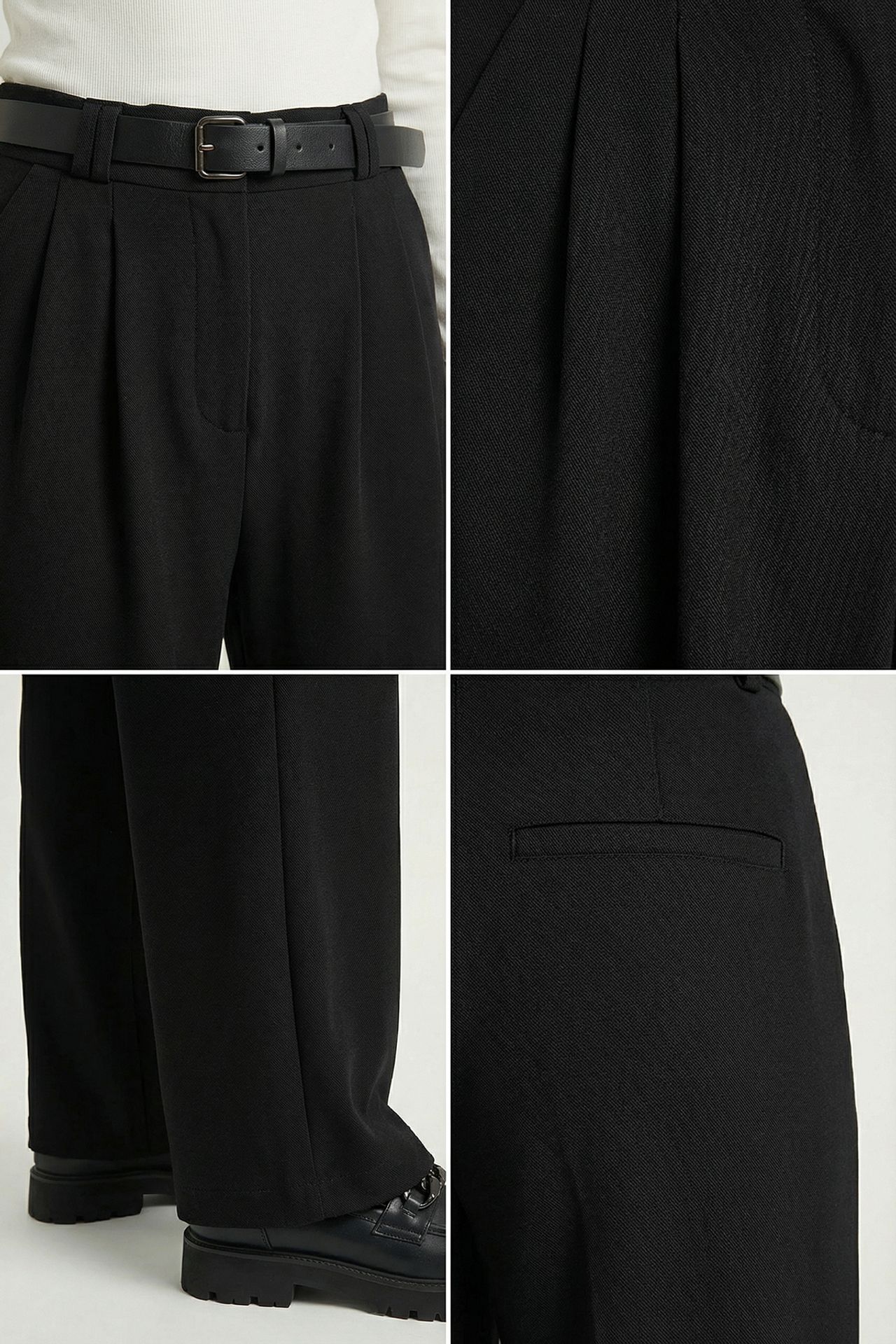 ISTANBUL High Waist Wide Leg Trousers with Buckle 4