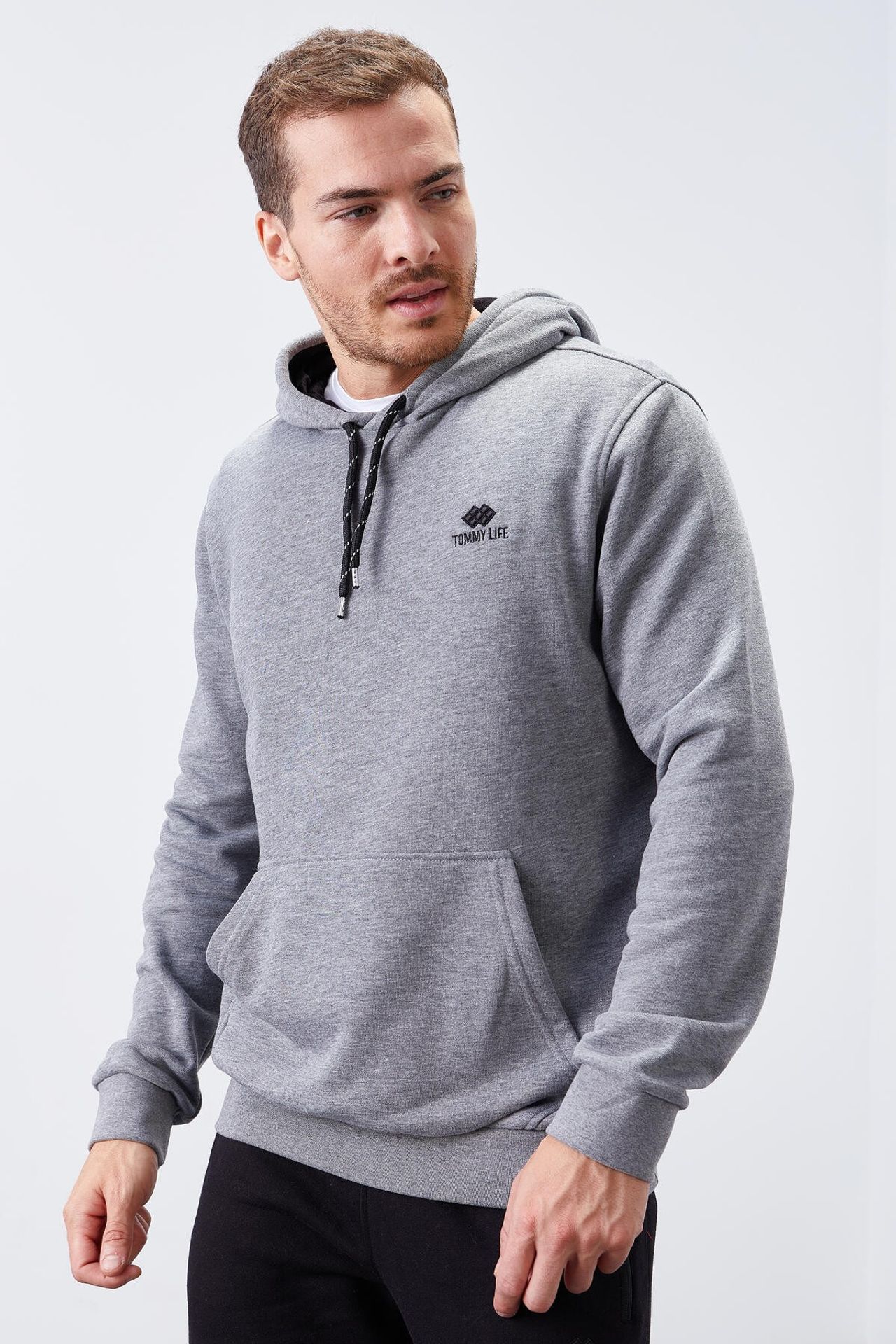 TOMMY Men's Solid Hooded Sweatshirt With Pocket 1