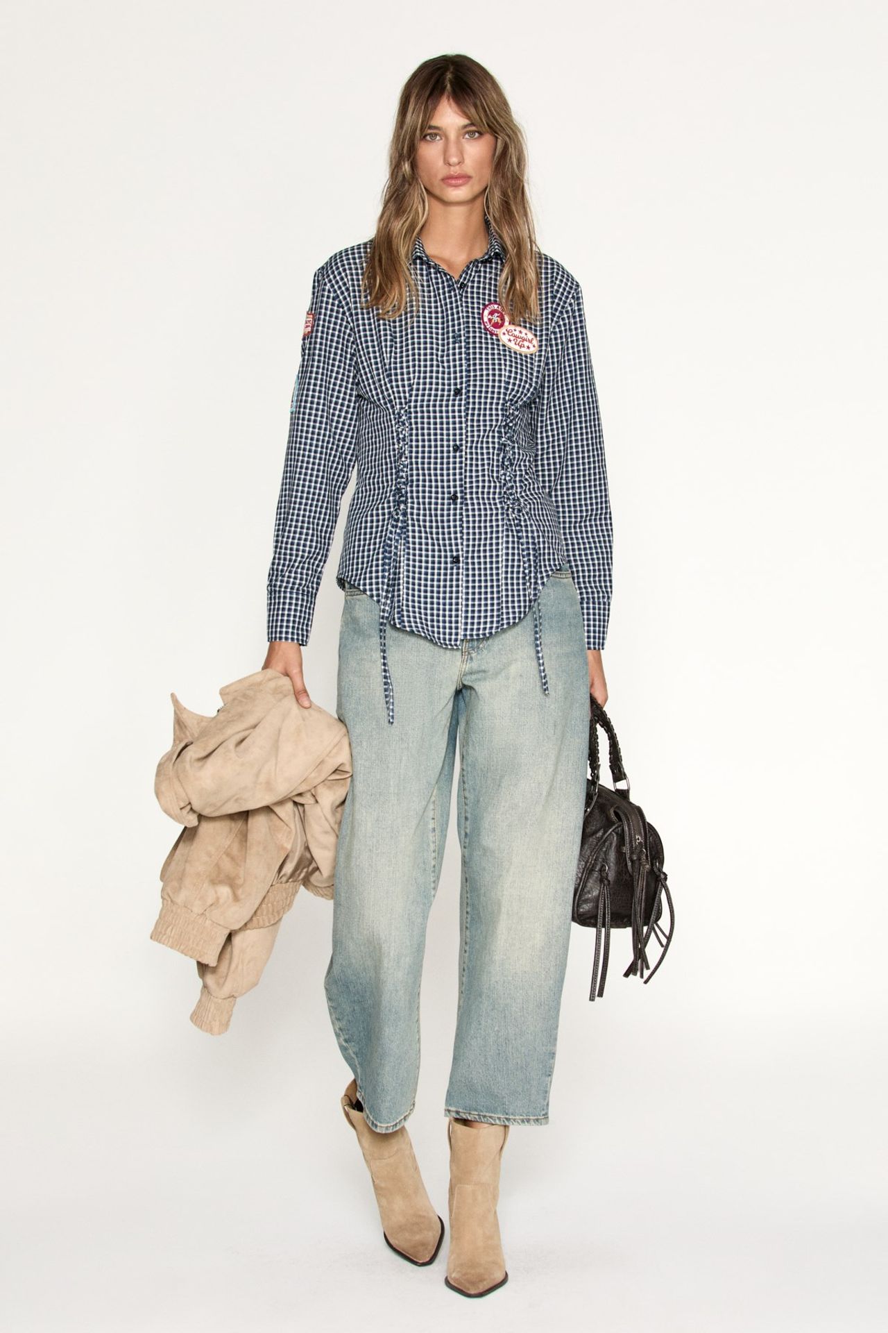 GRIMELANGE Plaid Shirt Collar Shirt 4