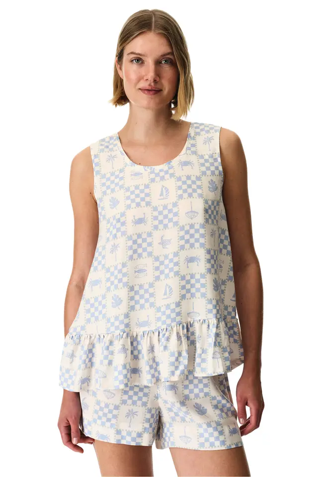 PENTI Sun Kissed Checked Strappy Pajama Top