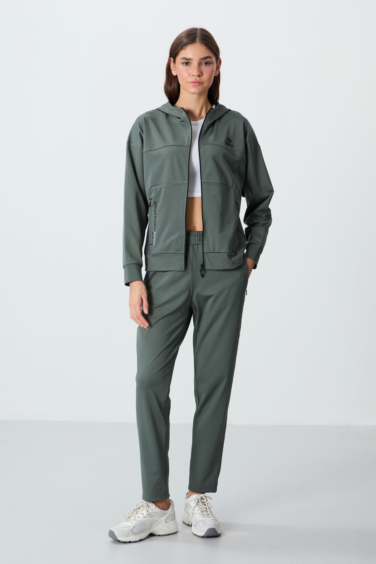 TOMMY Women’s Hooded Zip Sweatshirt And Pants Set 4