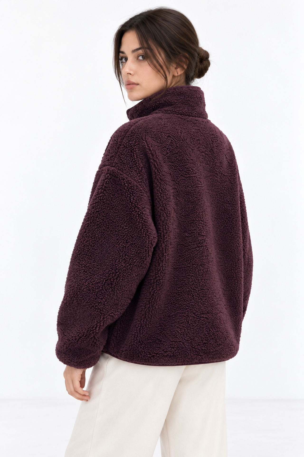 MIXRAY Kadın Yarım Fermuarlı Dokulu Sweatshirt 5