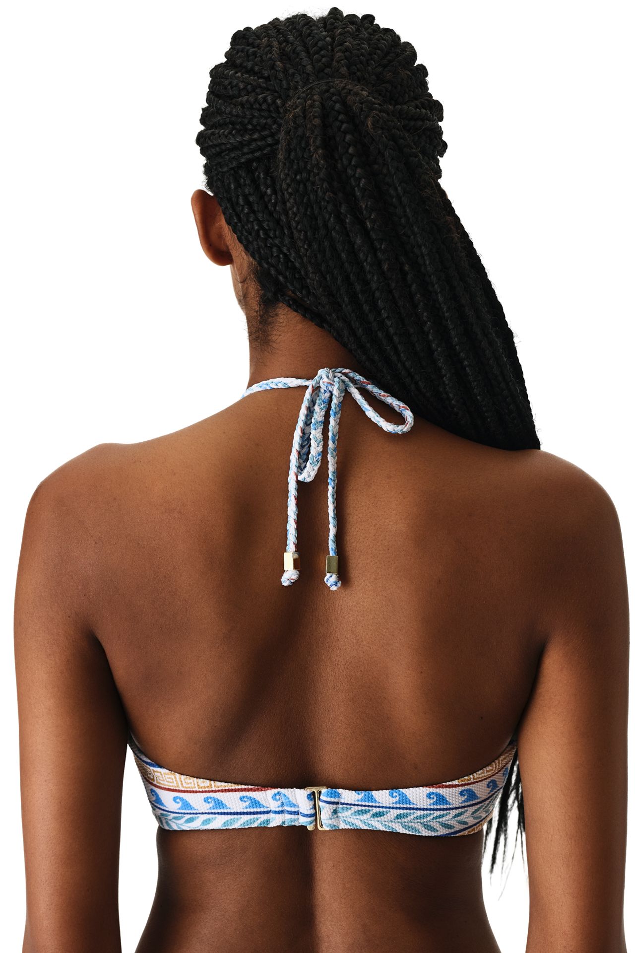 PENTI Santorini Ethnic Patterned Textured Bandeau Bikini Top 2