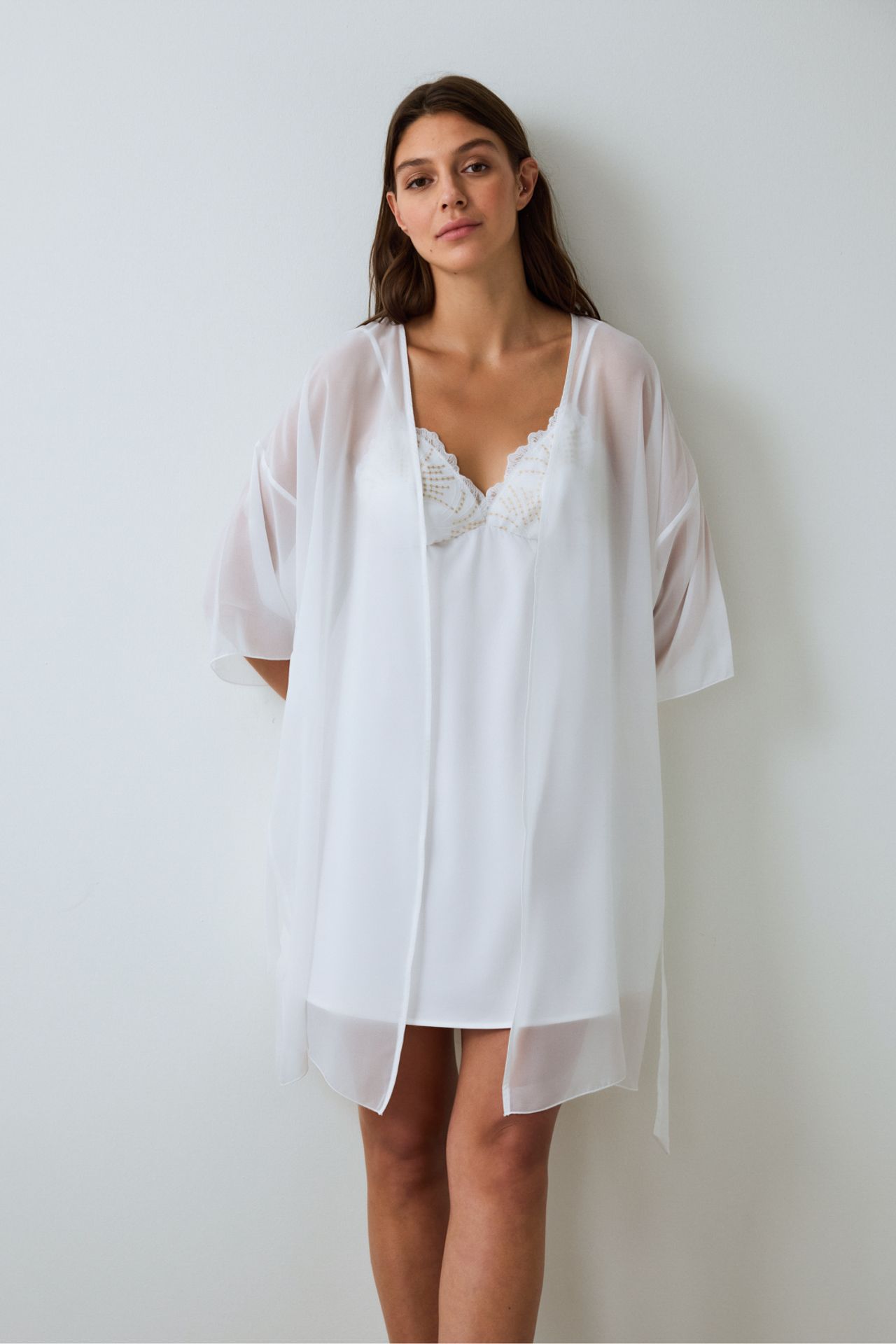 PENTI Kırık Bridal Charming Short Sleeve Bridal Robe 1