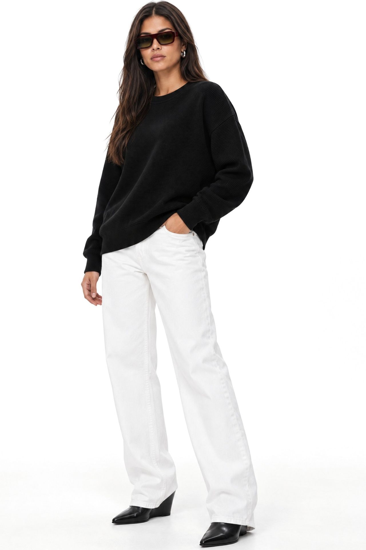 MIXRAY Boat Neck Relaxed Fit Sweater 3