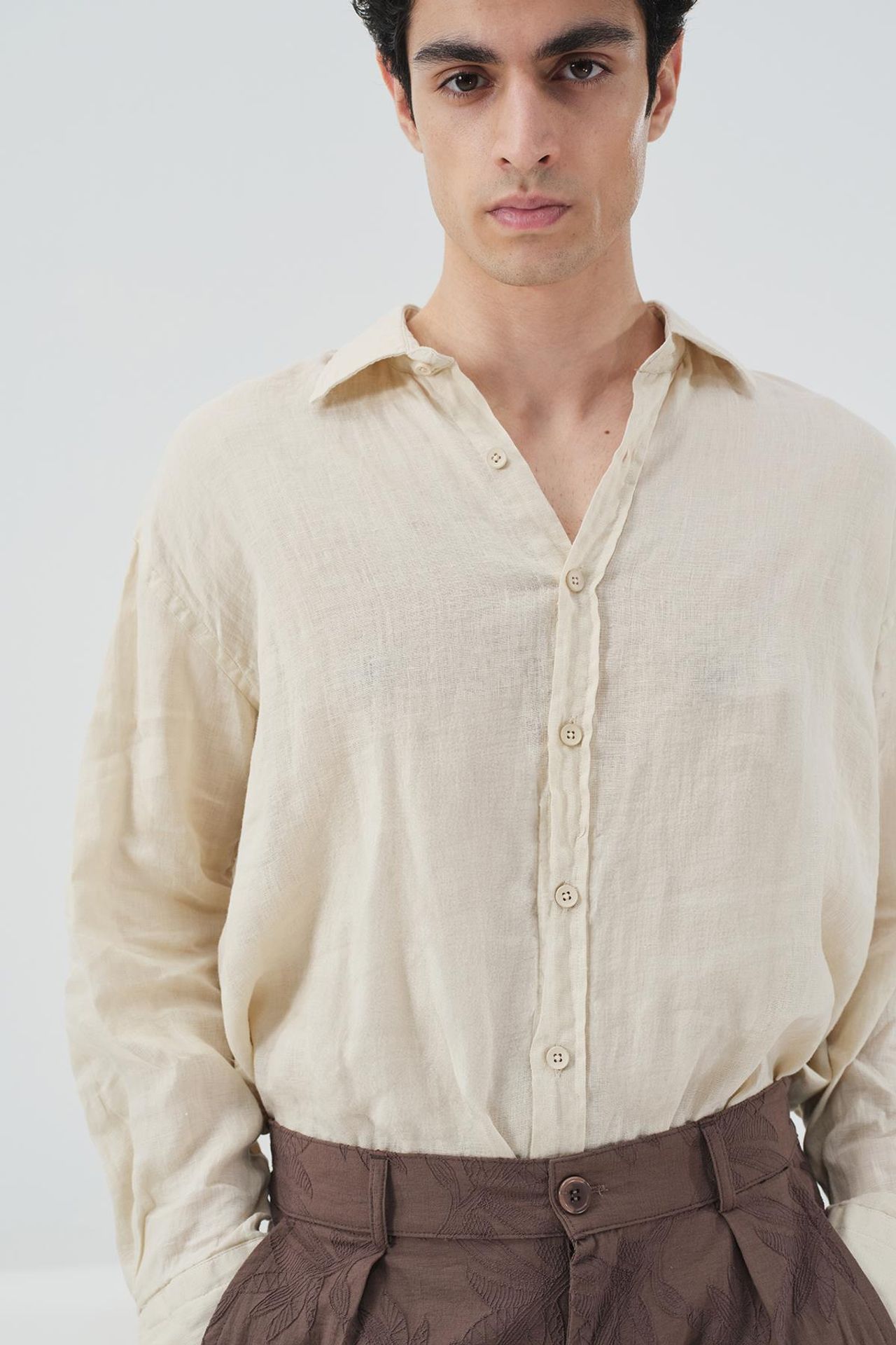 GIESTO Oversized Buttoned Linen Shirt 4