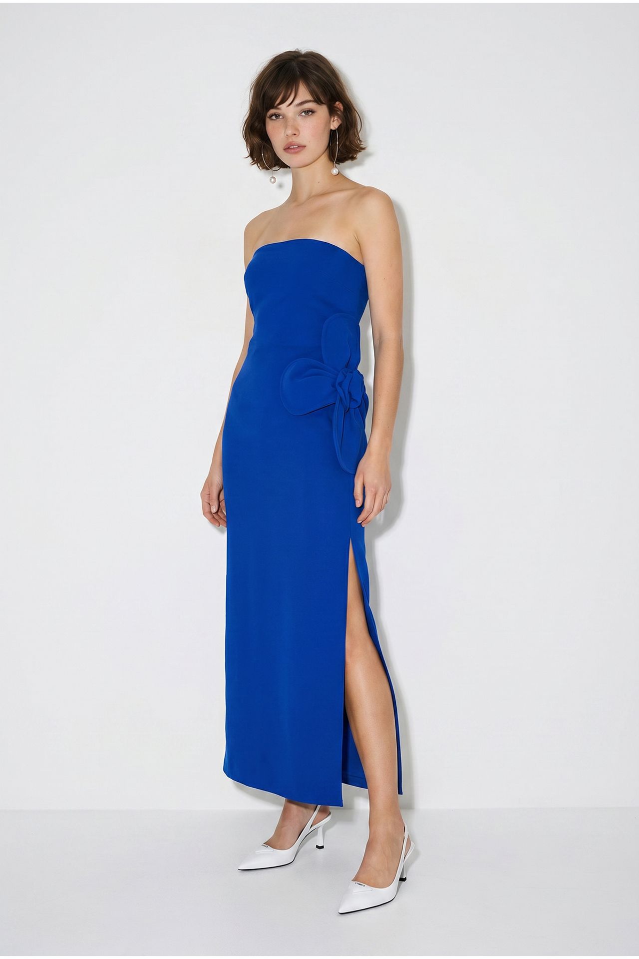 LUCCI Strapless Floral Maxi Dress with Bow Detail 3