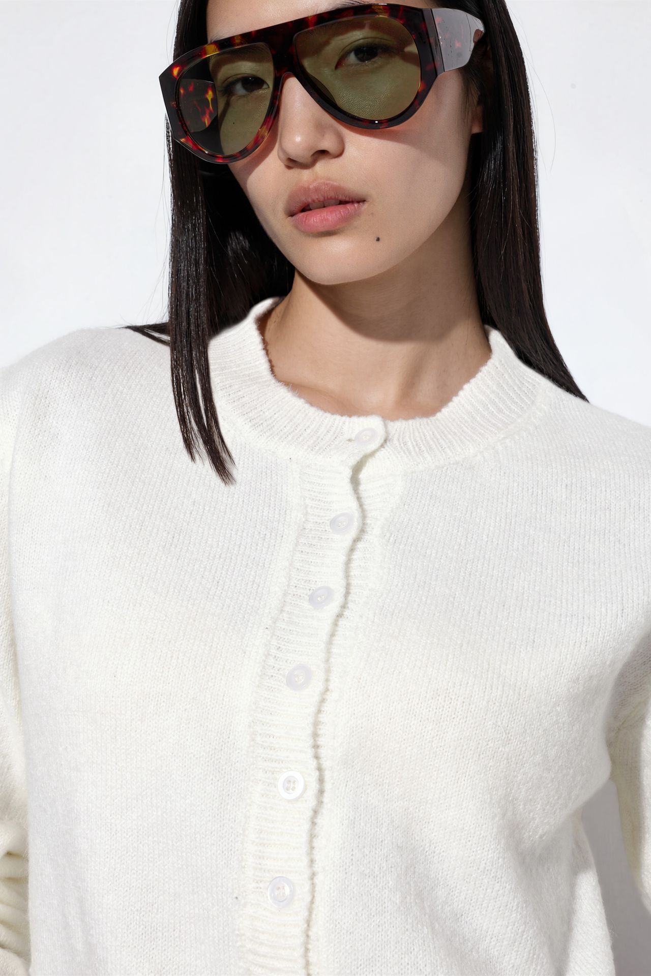 VIORNA Ribbed Crew Neck Button Cardigan 2