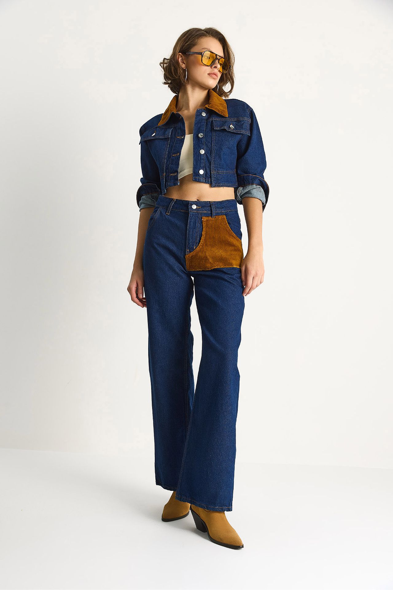 LUCCI High Waist Denim Co-ord Set with Shirt Collar 6