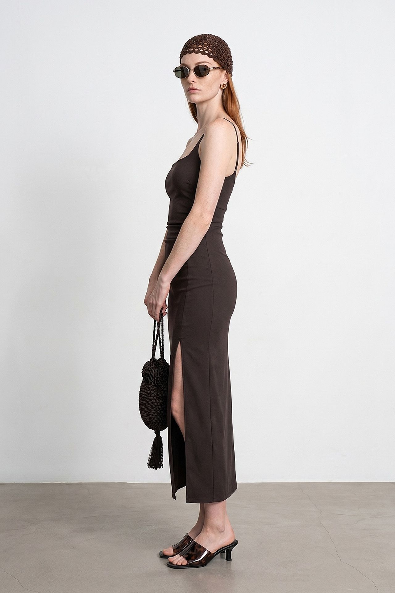 DILVIN Kadın Kolsuz Bodycon Midi Elbise 3