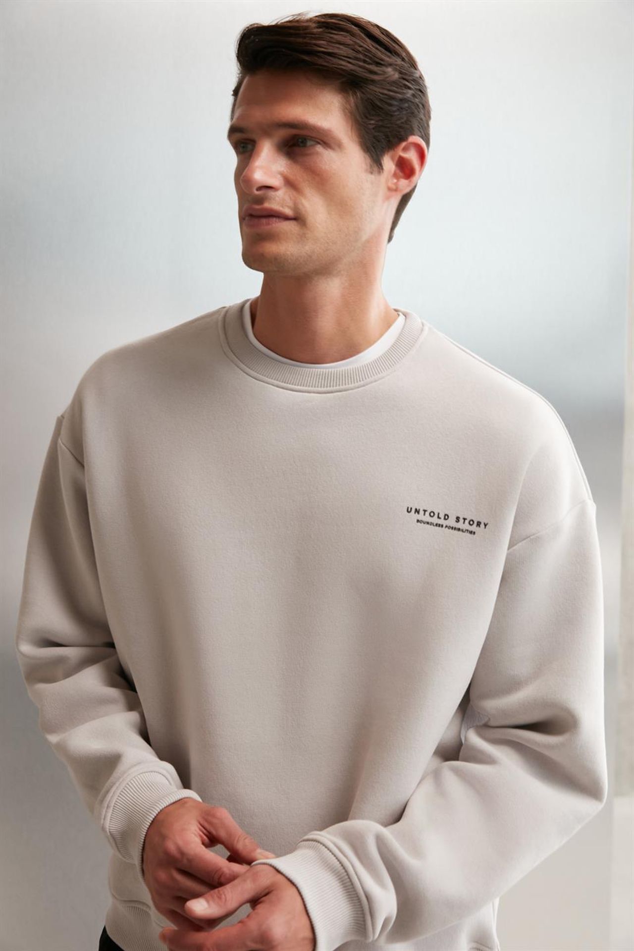 GRIMELANGE Oversize Bisiklet Yaka Logolu Sweatshirt 5
